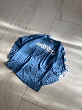 Gildan Blue Floral Long Sleeve Tee